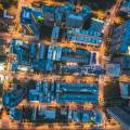 Aerial photo of city at night